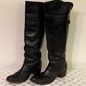 Frye Black Leather Knee-High Boots
